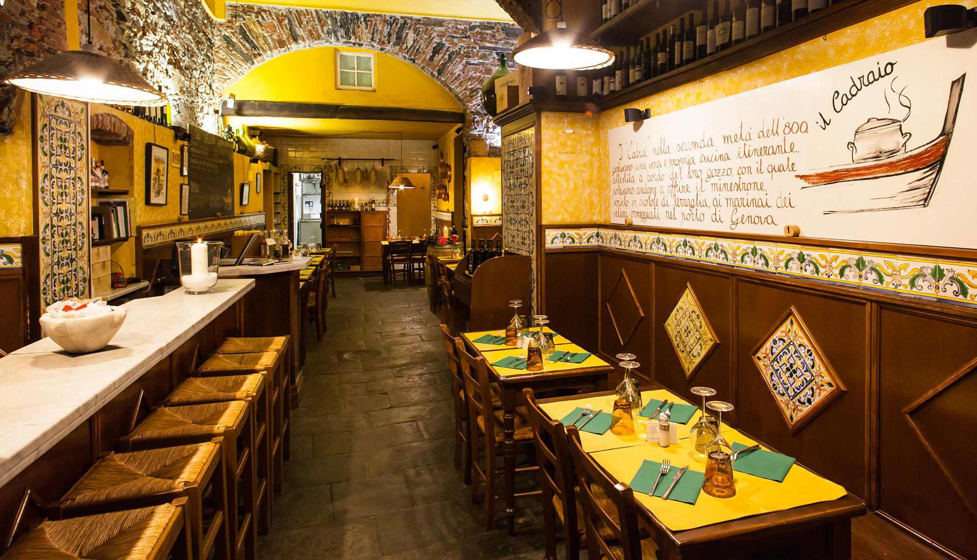 Typical genoese restaurant with traditional cuisine in Genoa